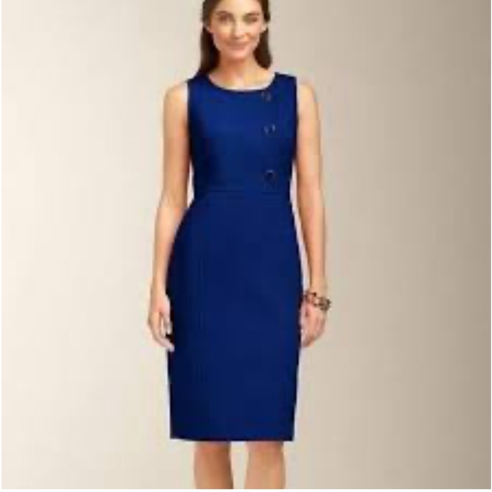 Talbots Deep Blue Large Button Accent Career Dres… - image 1